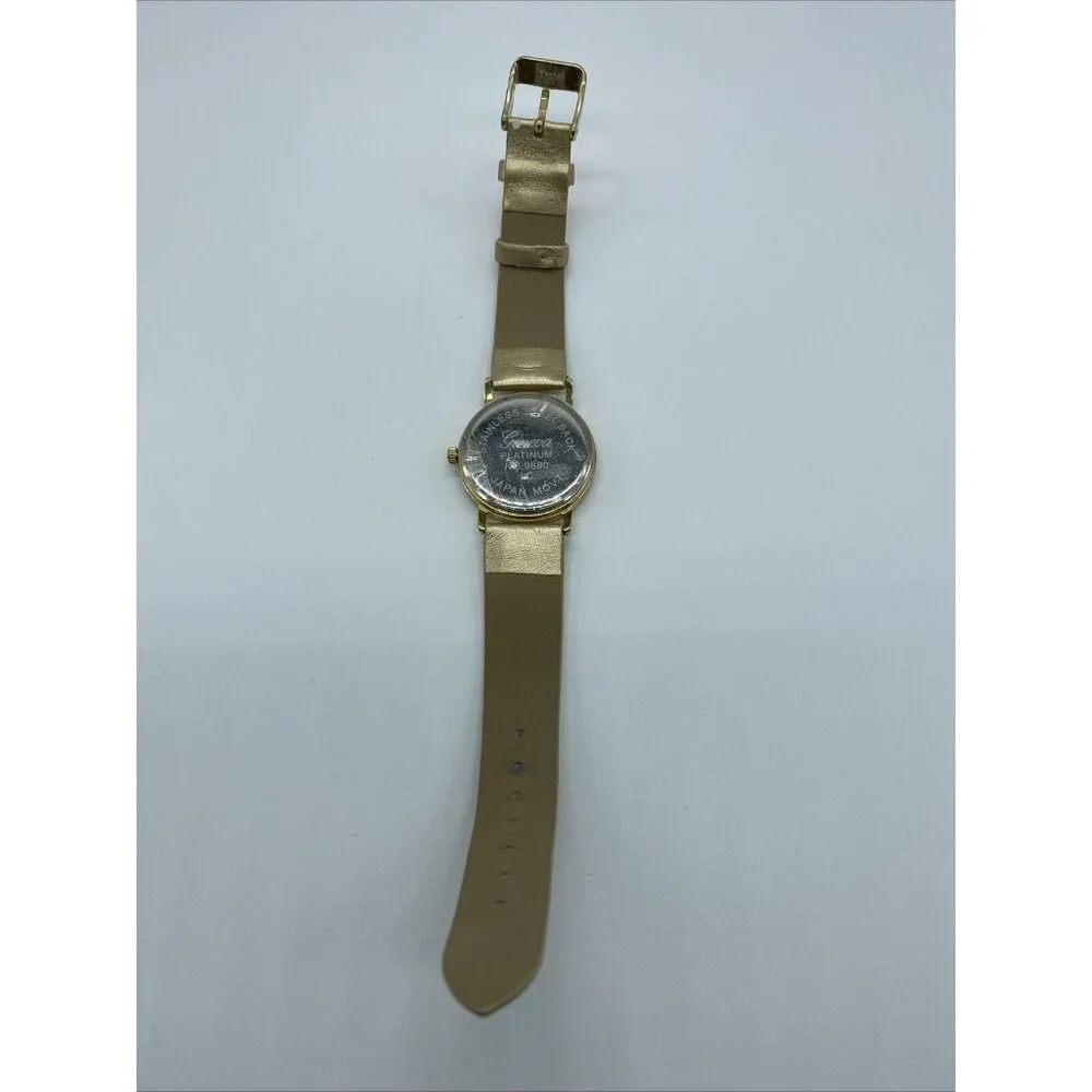 Geneva Platinum No.9880 Women's Gold Band White Face Watch w/ Gold Bowties